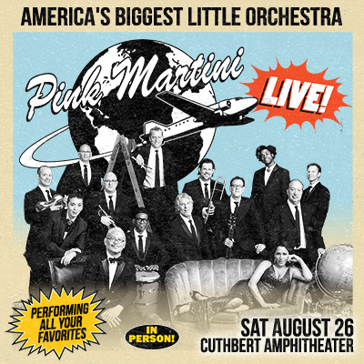 Pink Martini featuring China Forbes live in concert on August 26, 2023 in The Cuthbert Amphitheater, an independent concert venue located in Eugene, Oregon