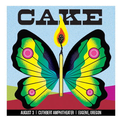An evening with Cake live in concert on August 3, 2023 at The Cuthbert Amphitheater, Eugene, Oregon